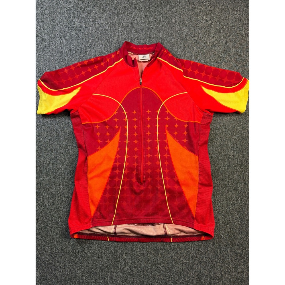 Cannondale Cycling Jersey Mens Large Red Orange Yellow Short Sleeve USA‎ M222
